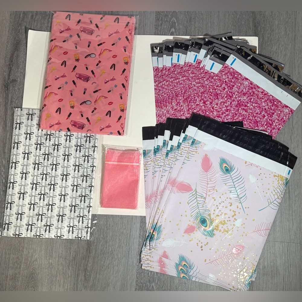 Colorful Patterned Poly Mailers Shipping Essentials Set